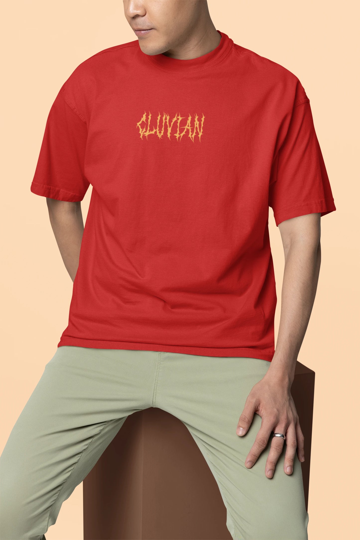 Cluvian Inferno Graphic Oversized T-Shirt – Red