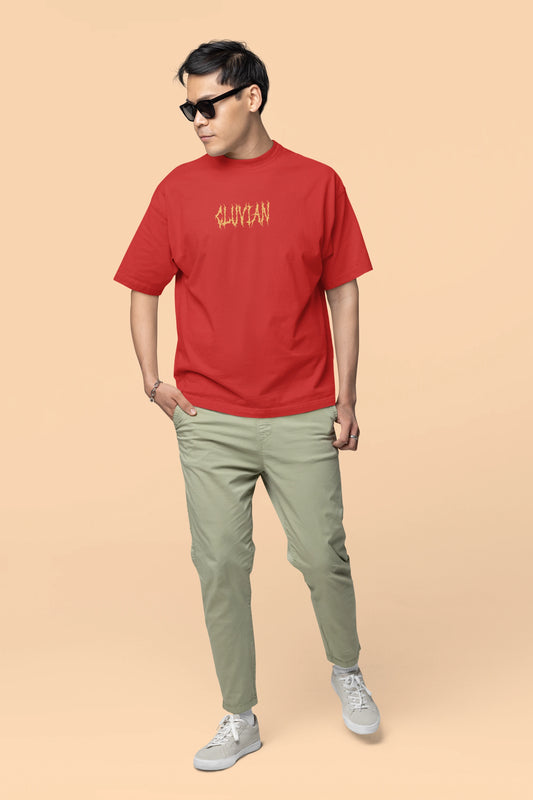 Cluvian Inferno Graphic Oversized T-Shirt – Red