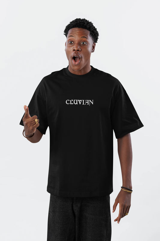 Cluvian Black Oversized Streetwear T-Shirt