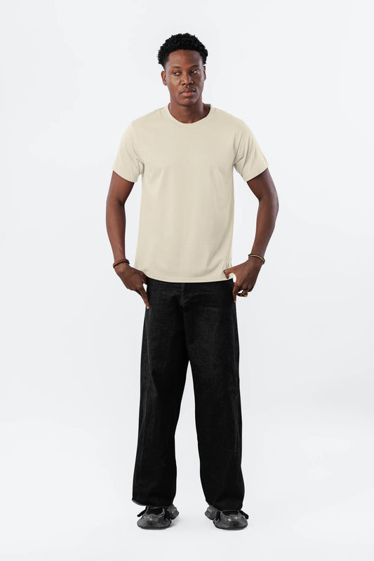 Cluvian Gratitude Back Print Regular Fit T-Shirt – Cream