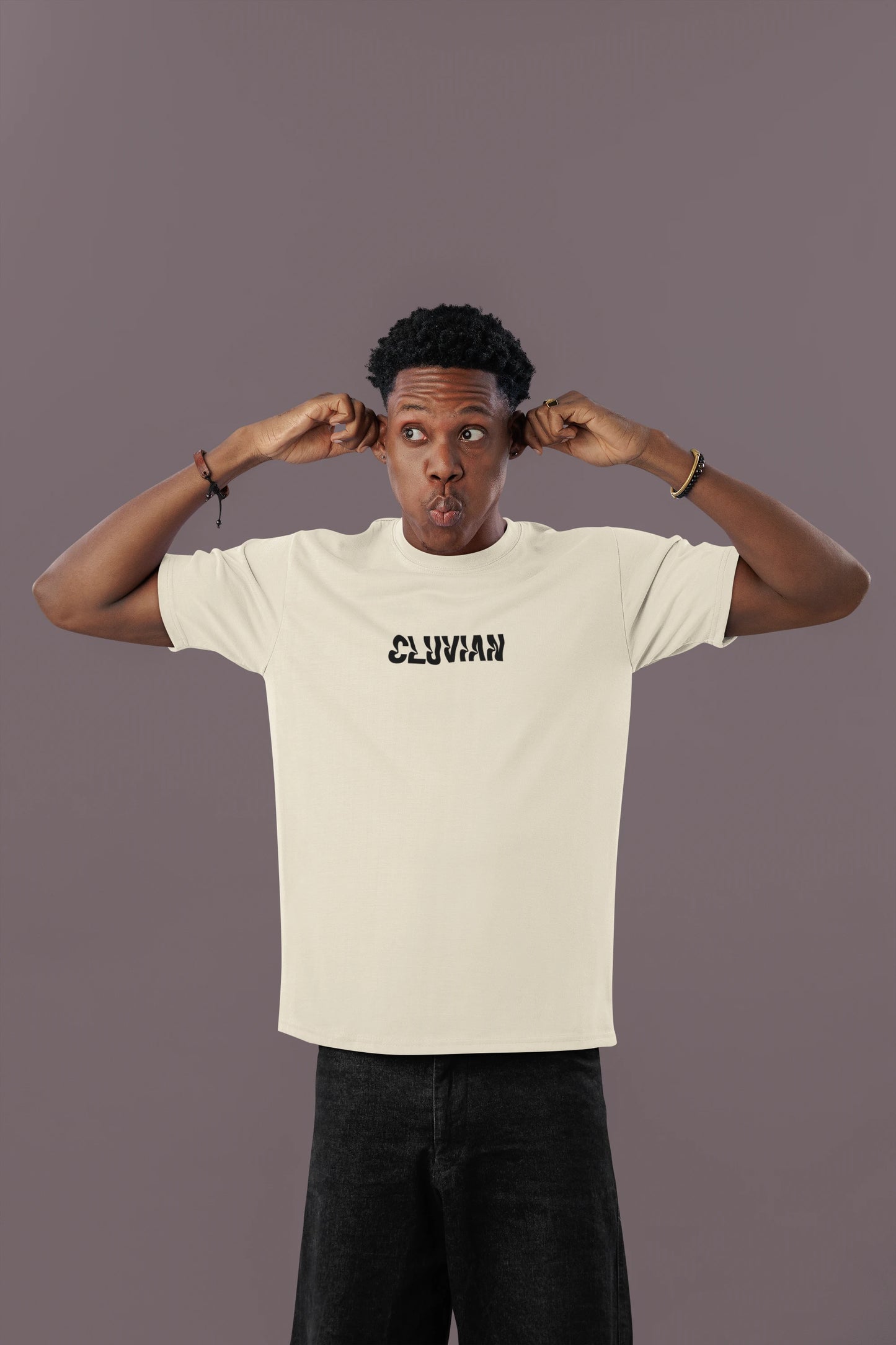 Cluvian Dark Thought Oversized Cotton T-Shirt – White