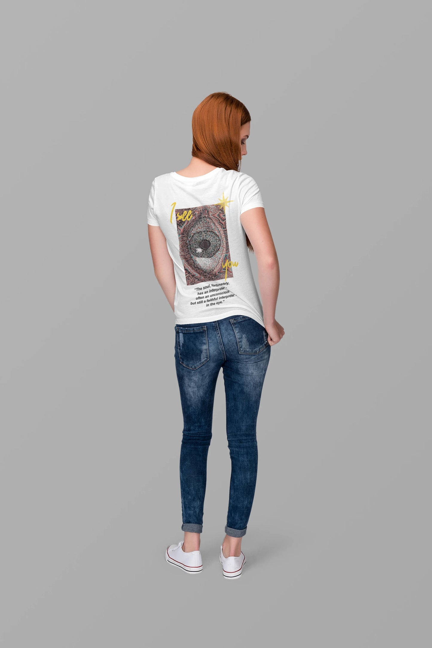 Cluvian Soul Eye Cotton Back Print T-Shirt – White