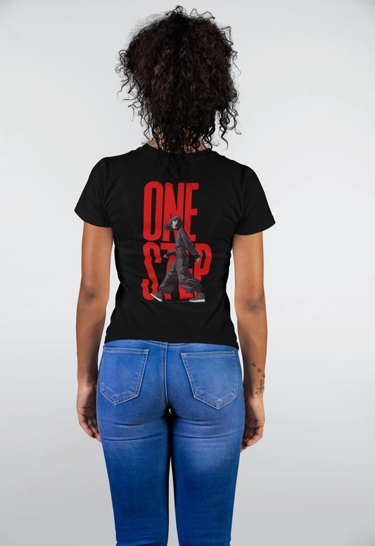 Cluvian One Step Graphic Cotton T-Shirt – Black