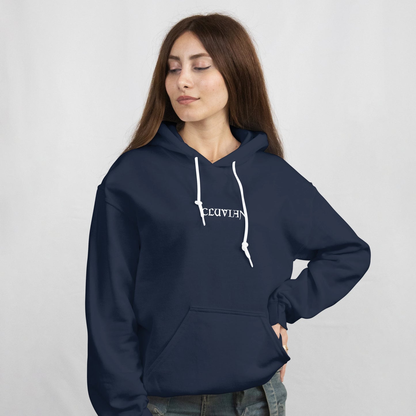Cluvian Premium Cotton Hoodie – Navy Blue