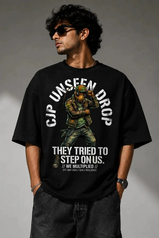Black Unseen Drop Graphic Oversized T-Shirt