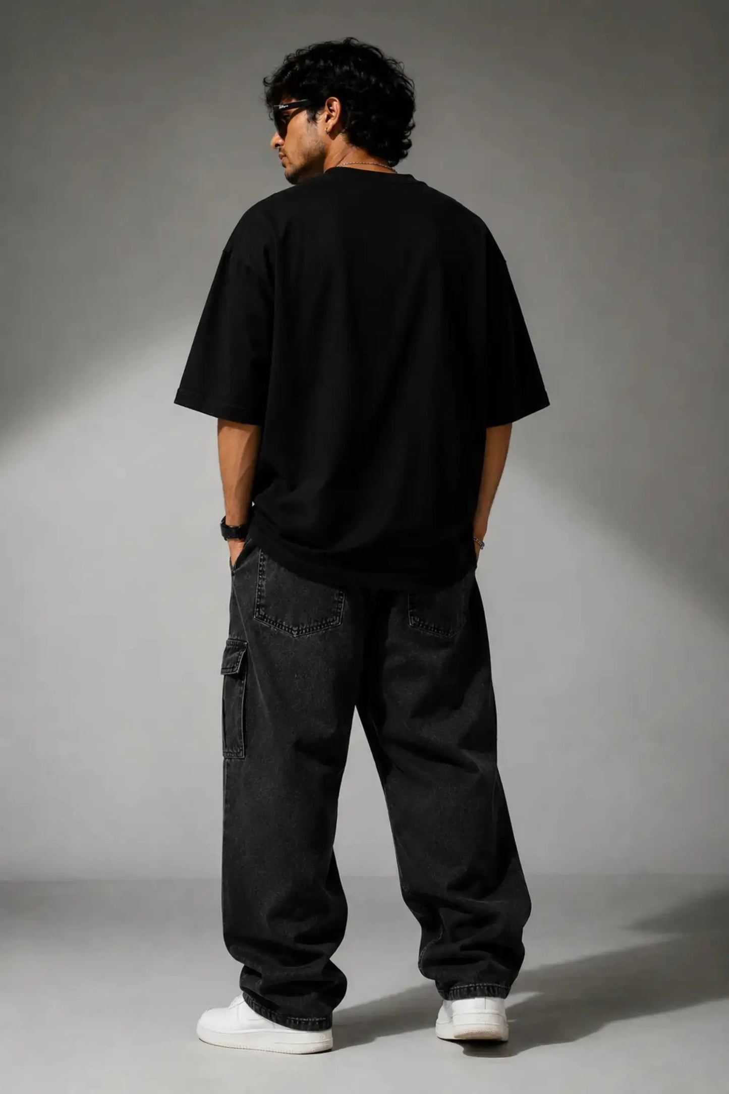 Black Unseen Drop Graphic Oversized T-Shirt