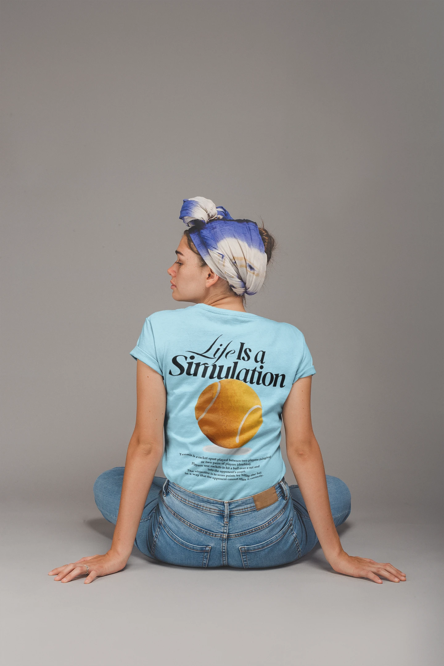 Cluvian Graphic Cotton Back Print T-Shirt – Sky Blue