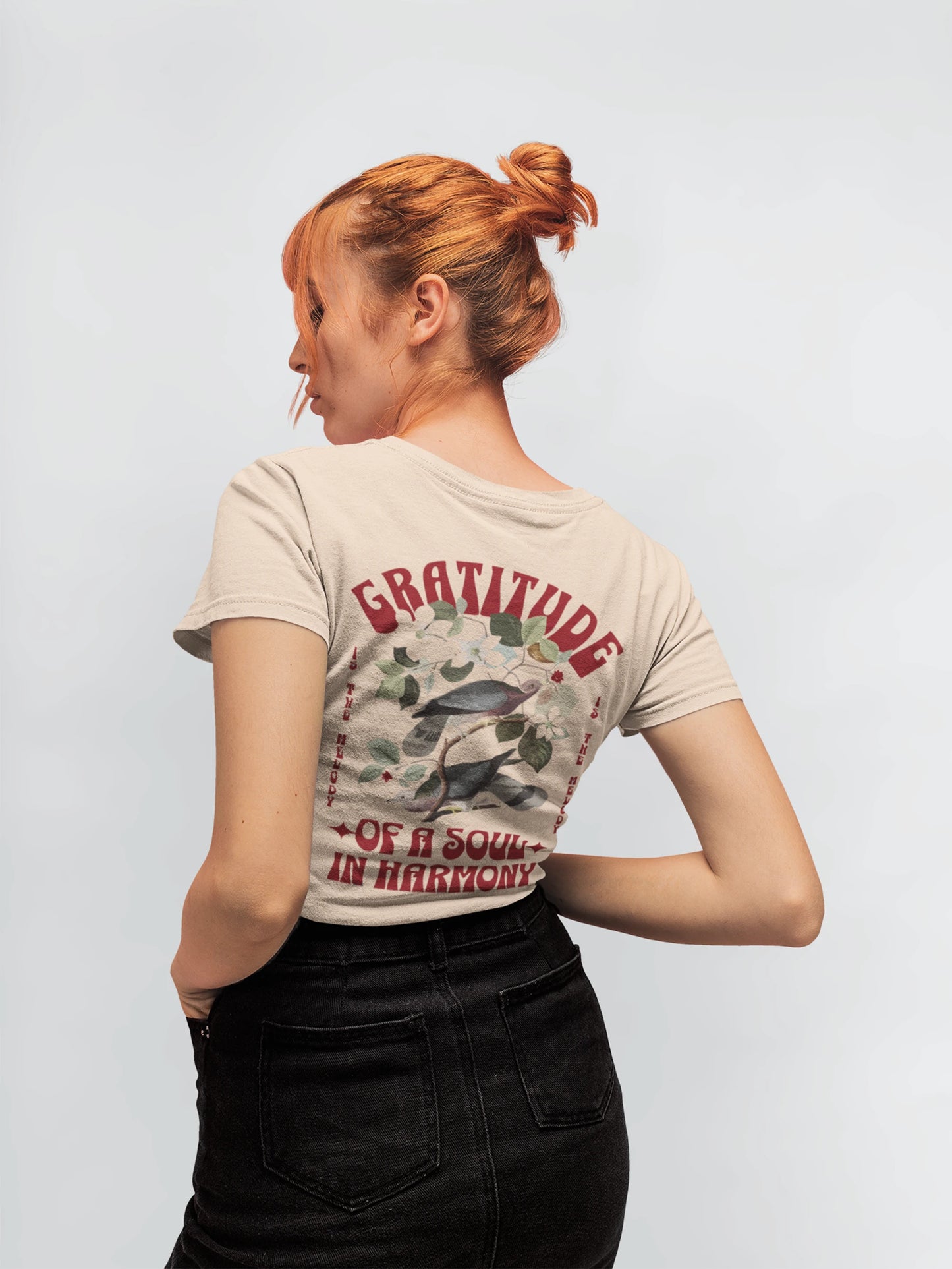 Cluvian Gratitude Back Print Regular Fit T-Shirt – Cream