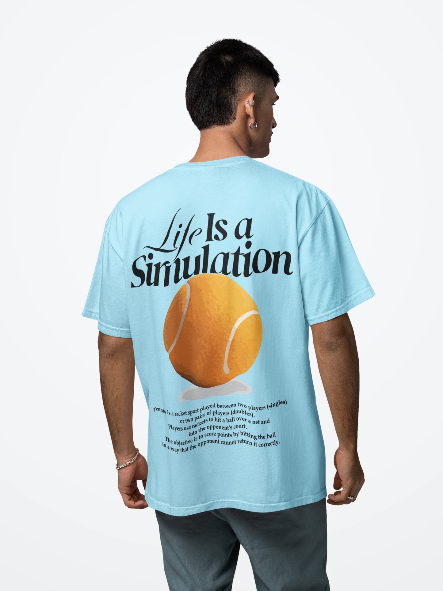 Cluvian Graphic Cotton Back Print T-Shirt – Sky Blue