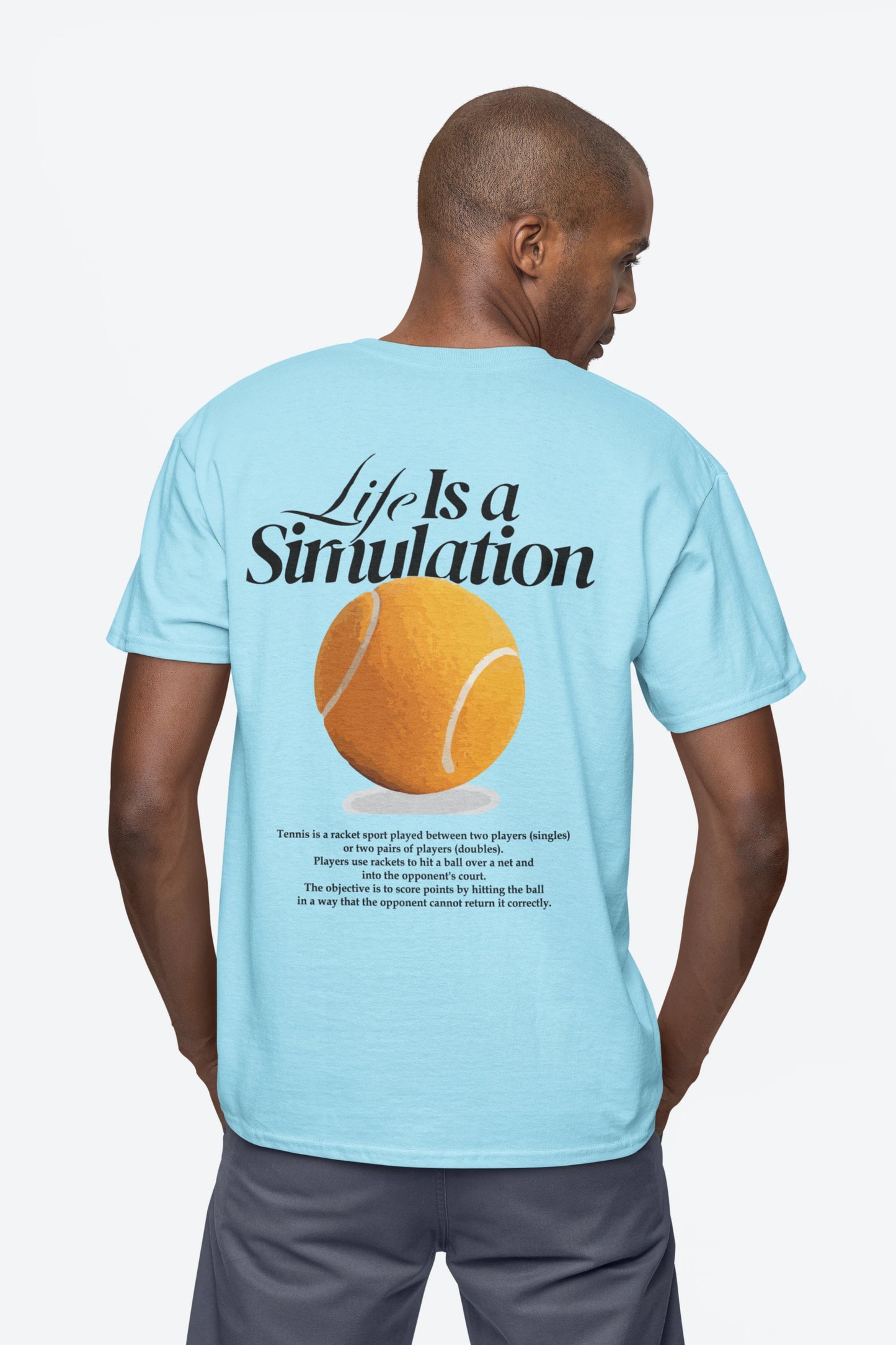 Cluvian Graphic Cotton Back Print T-Shirt – Sky Blue