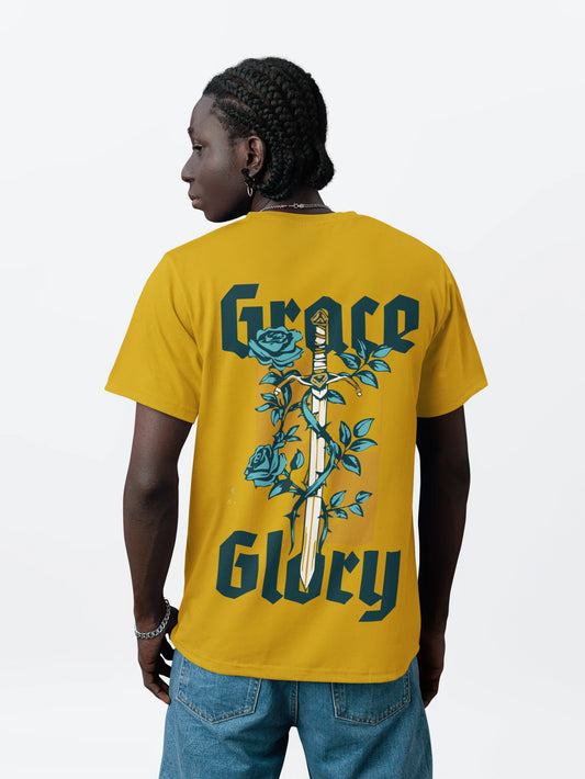 Cluvian Regular Fit Cotton Printed T-Shirt – Mustard