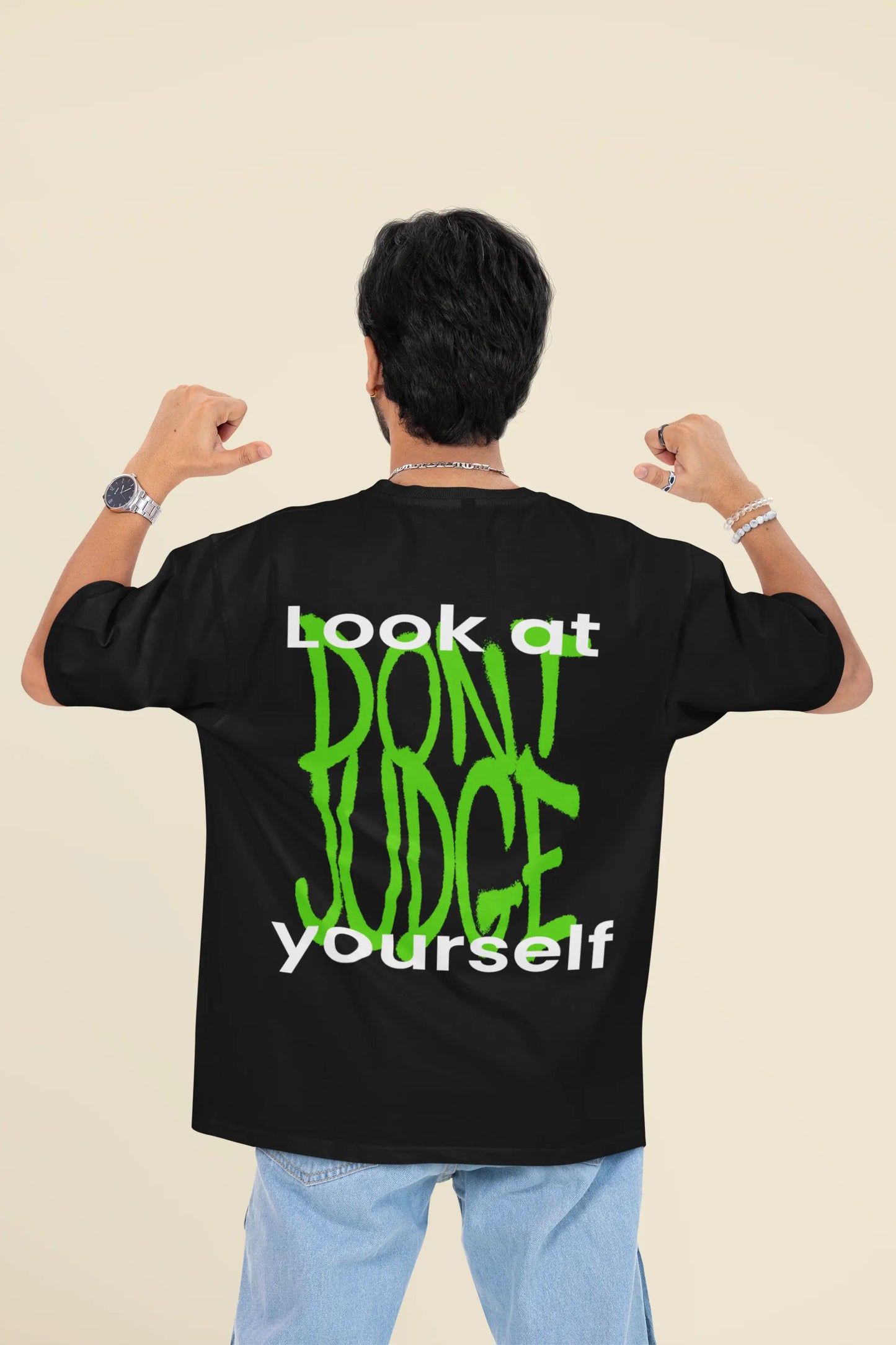 Cluvian Oversized Cotton Graphic T-Shirt – Black