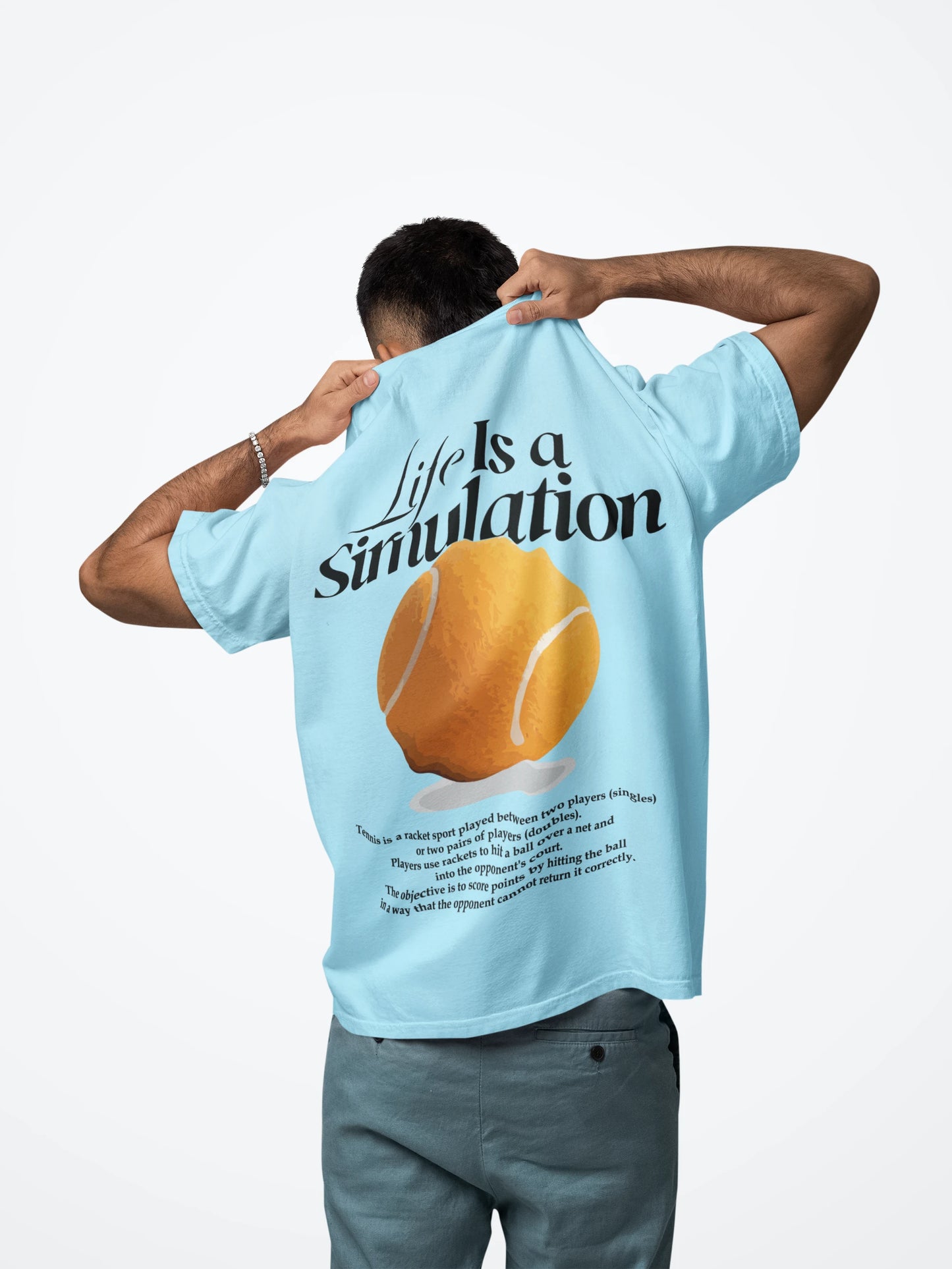 Cluvian Graphic Cotton Back Print T-Shirt – Sky Blue