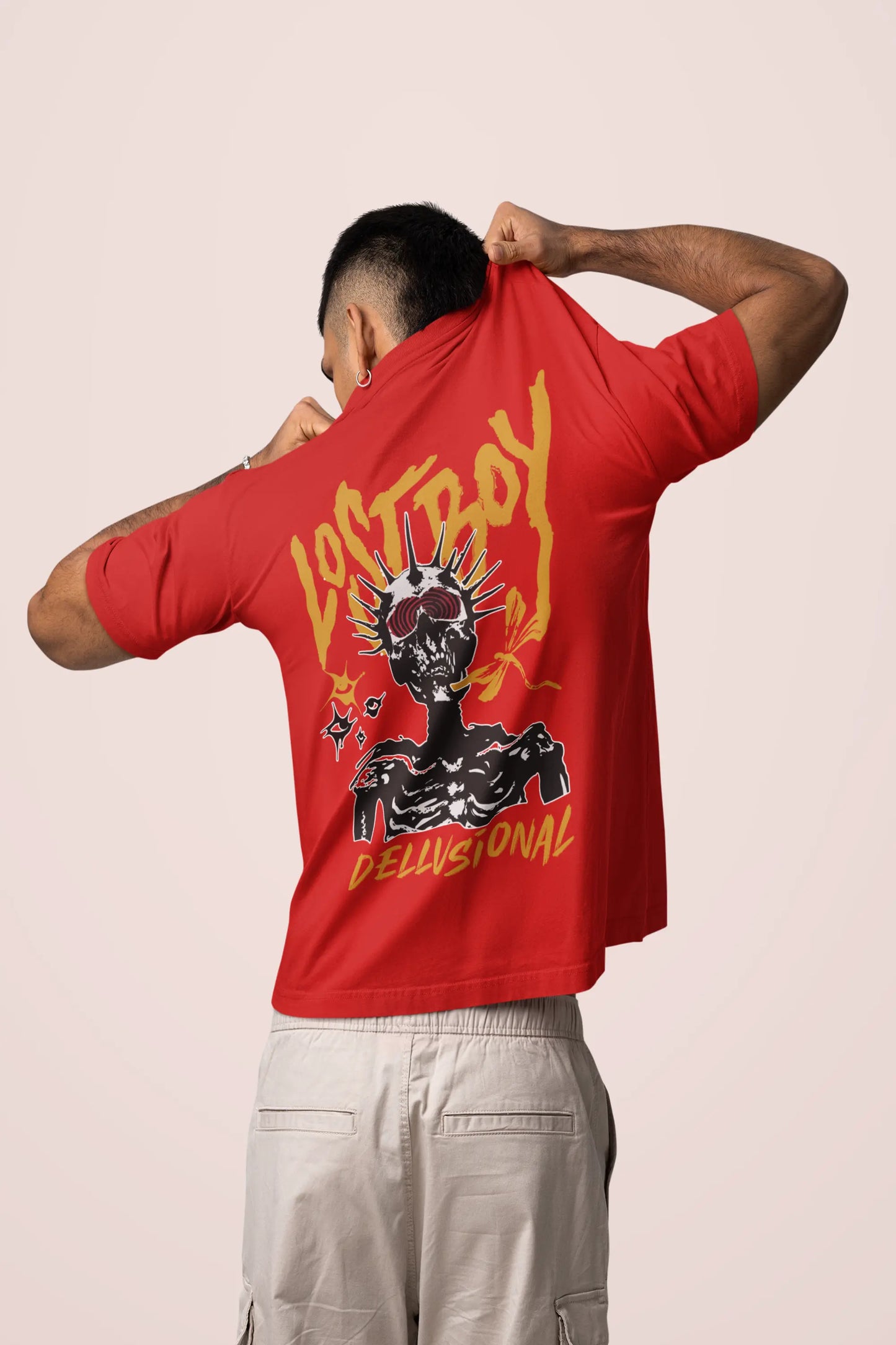 Cluvian Oversized Casual Streetwear T-Shirt – Red