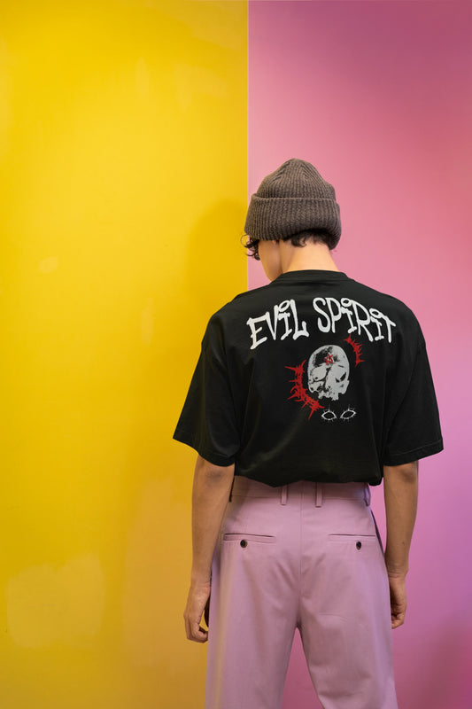 Cluvian Oversized Streetwear T-Shirt – Black (Evil Spirit)