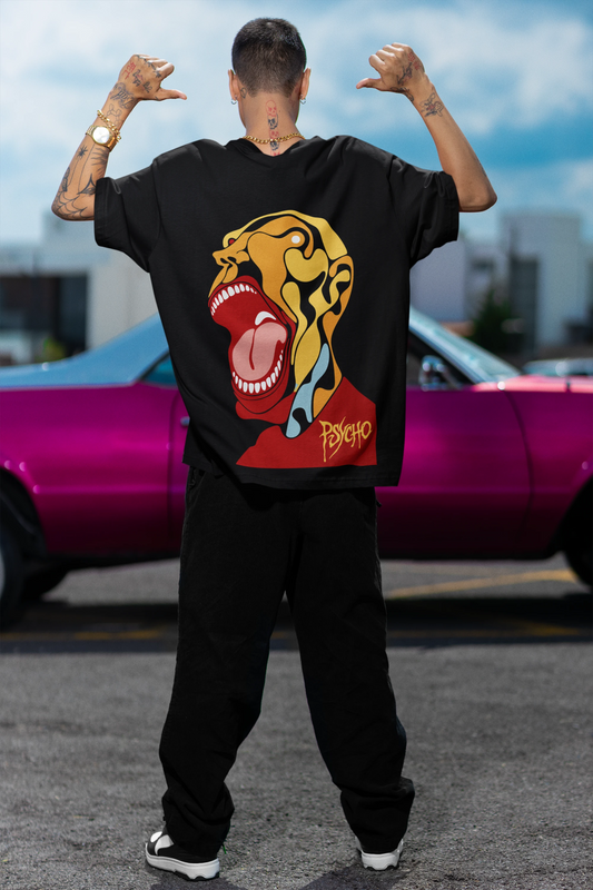 Cluvian Psycho Graphic Oversized T-Shirt – Black