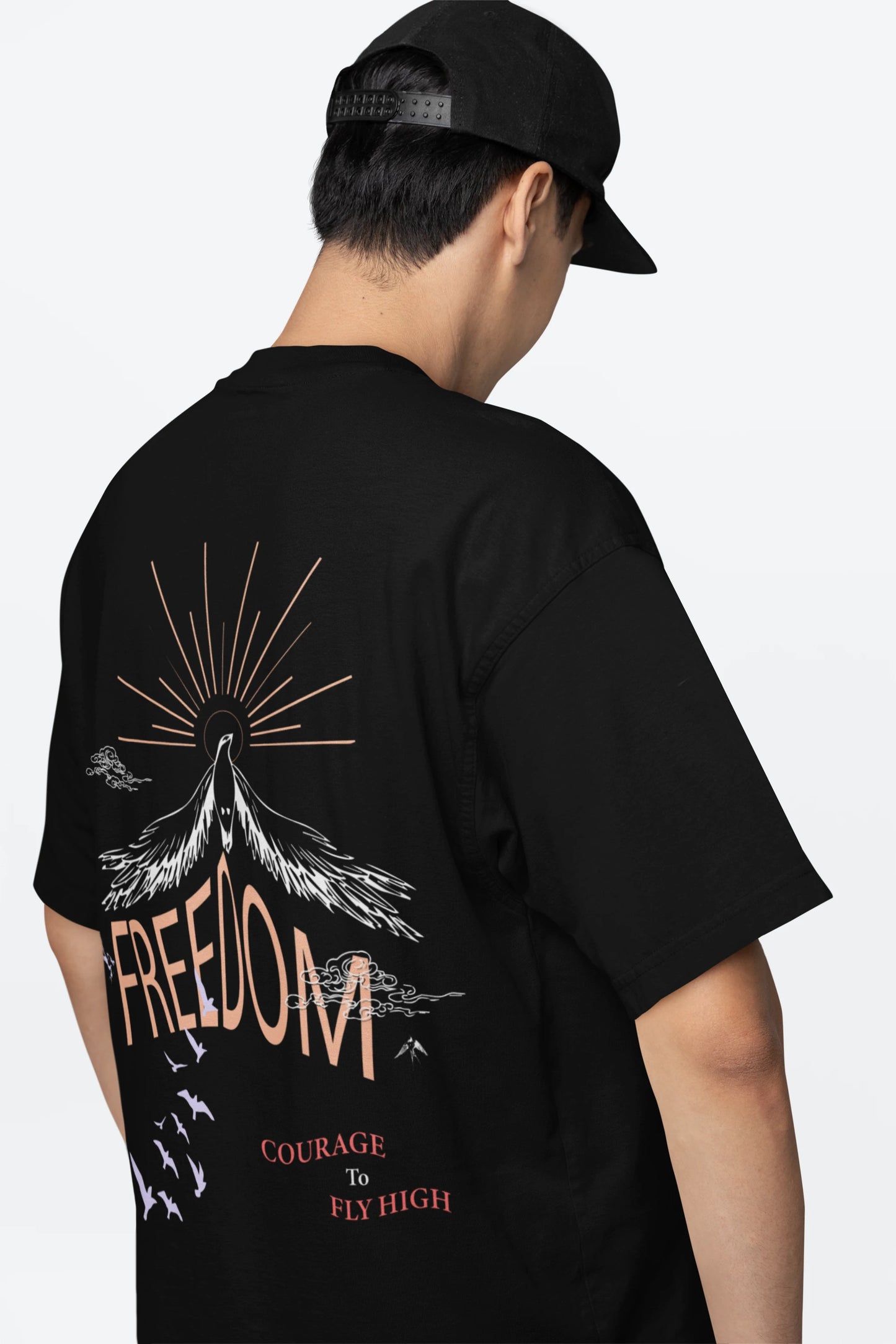 Cluvian Freedom Oversized Streetwear T-Shirt – Black