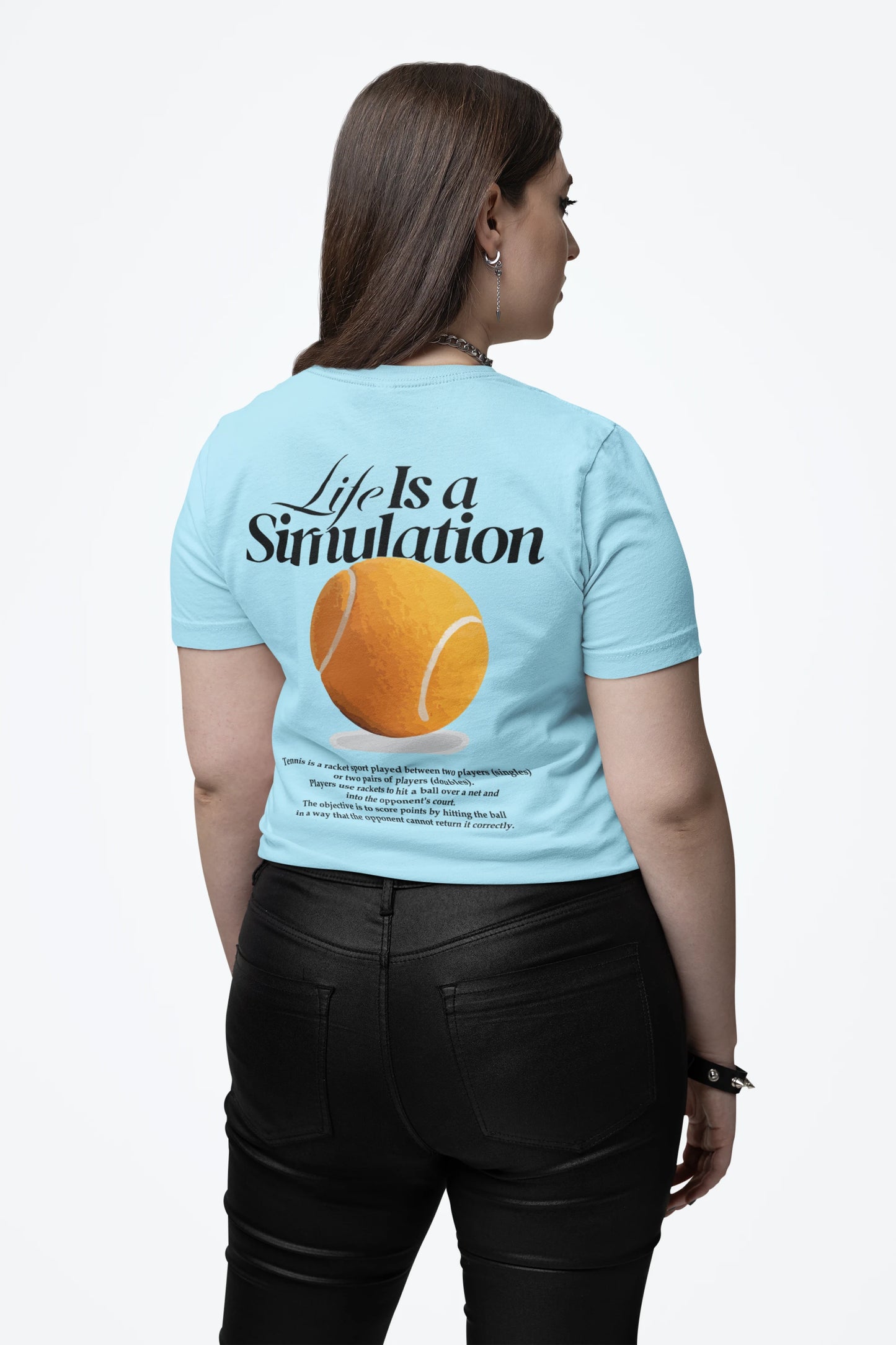 Cluvian Graphic Cotton Back Print T-Shirt – Sky Blue