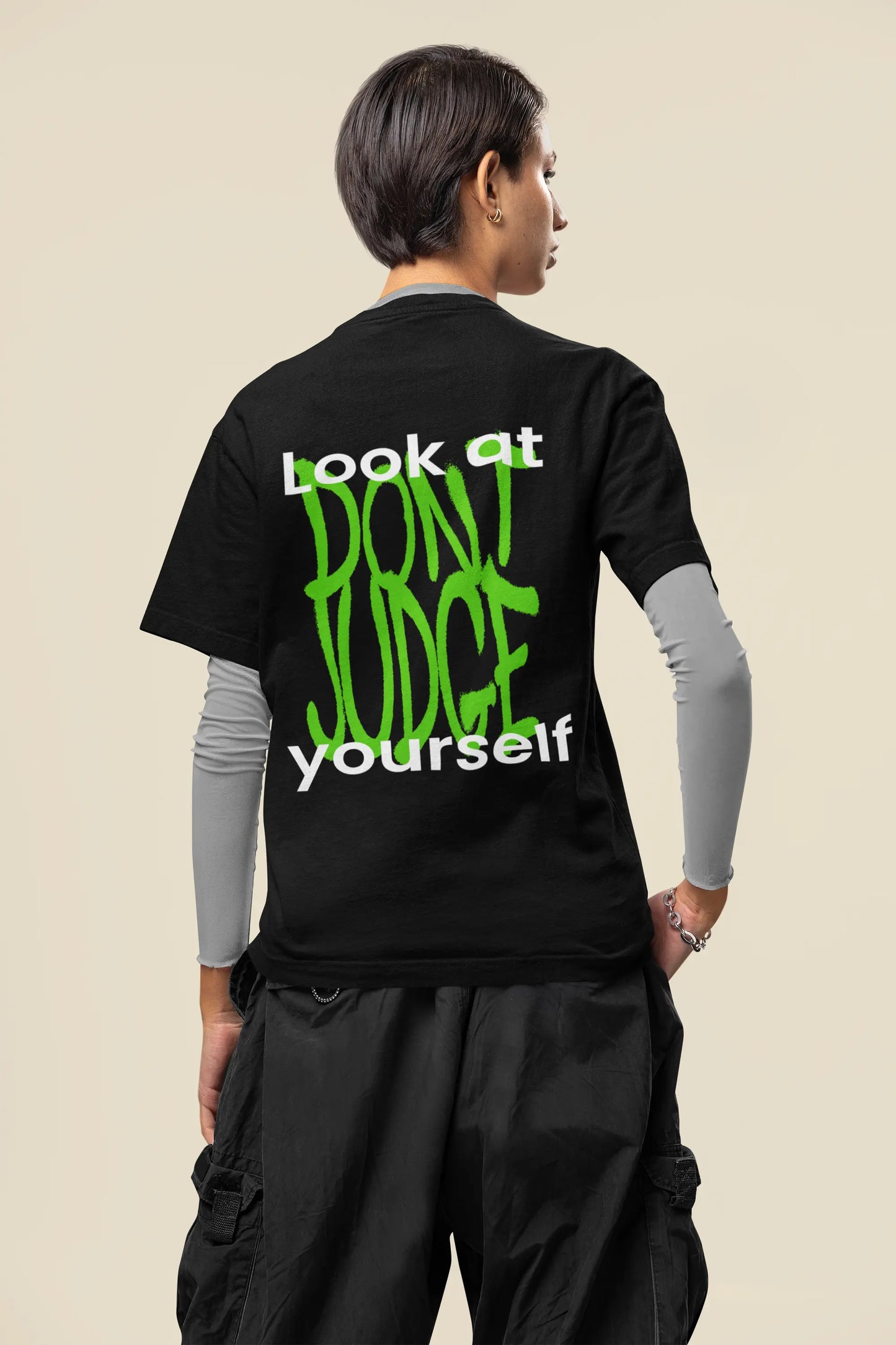 Cluvian Oversized Cotton Graphic T-Shirt – Black