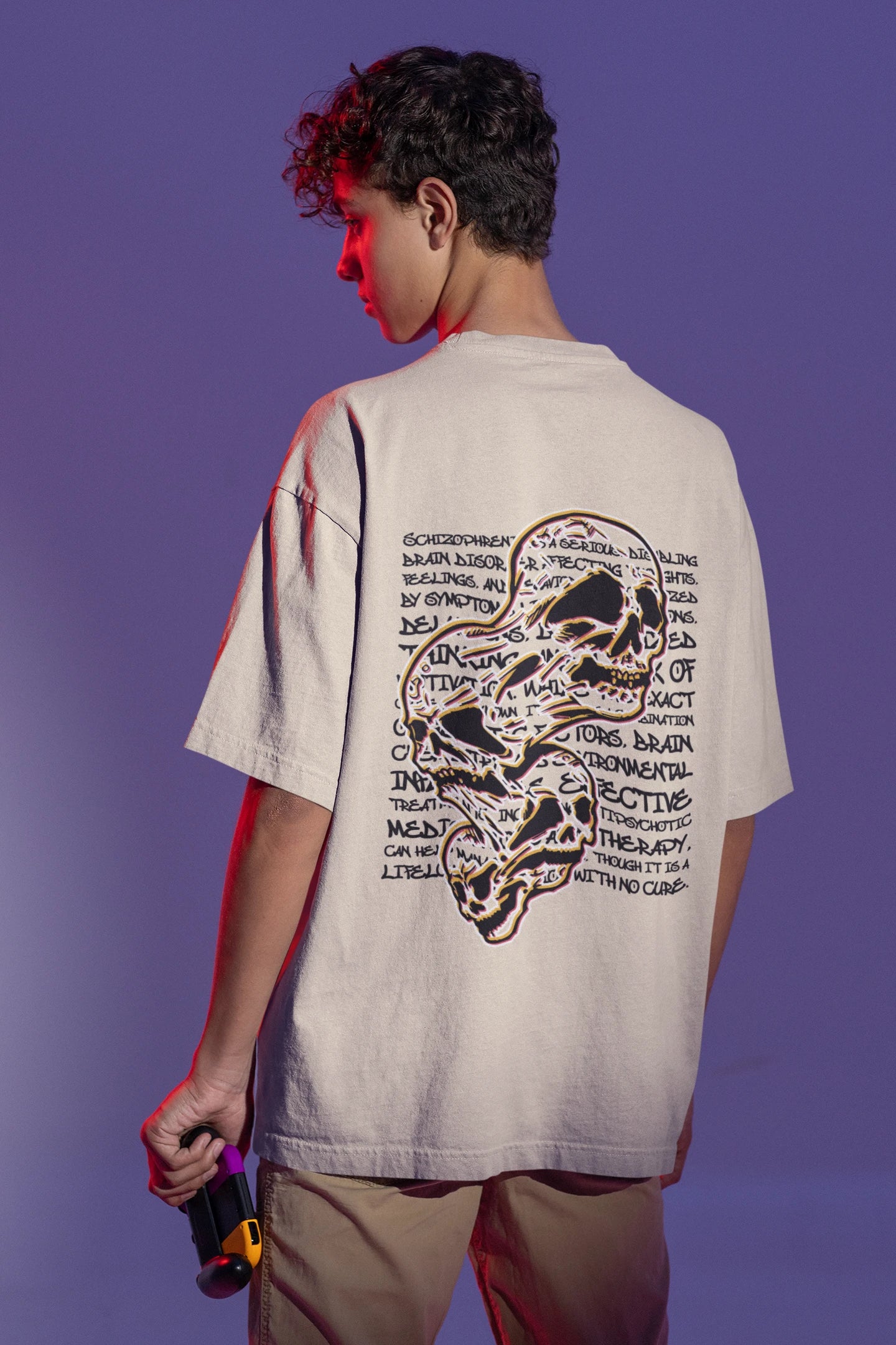 Cluvian Dark Thought Oversized Cotton T-Shirt – White