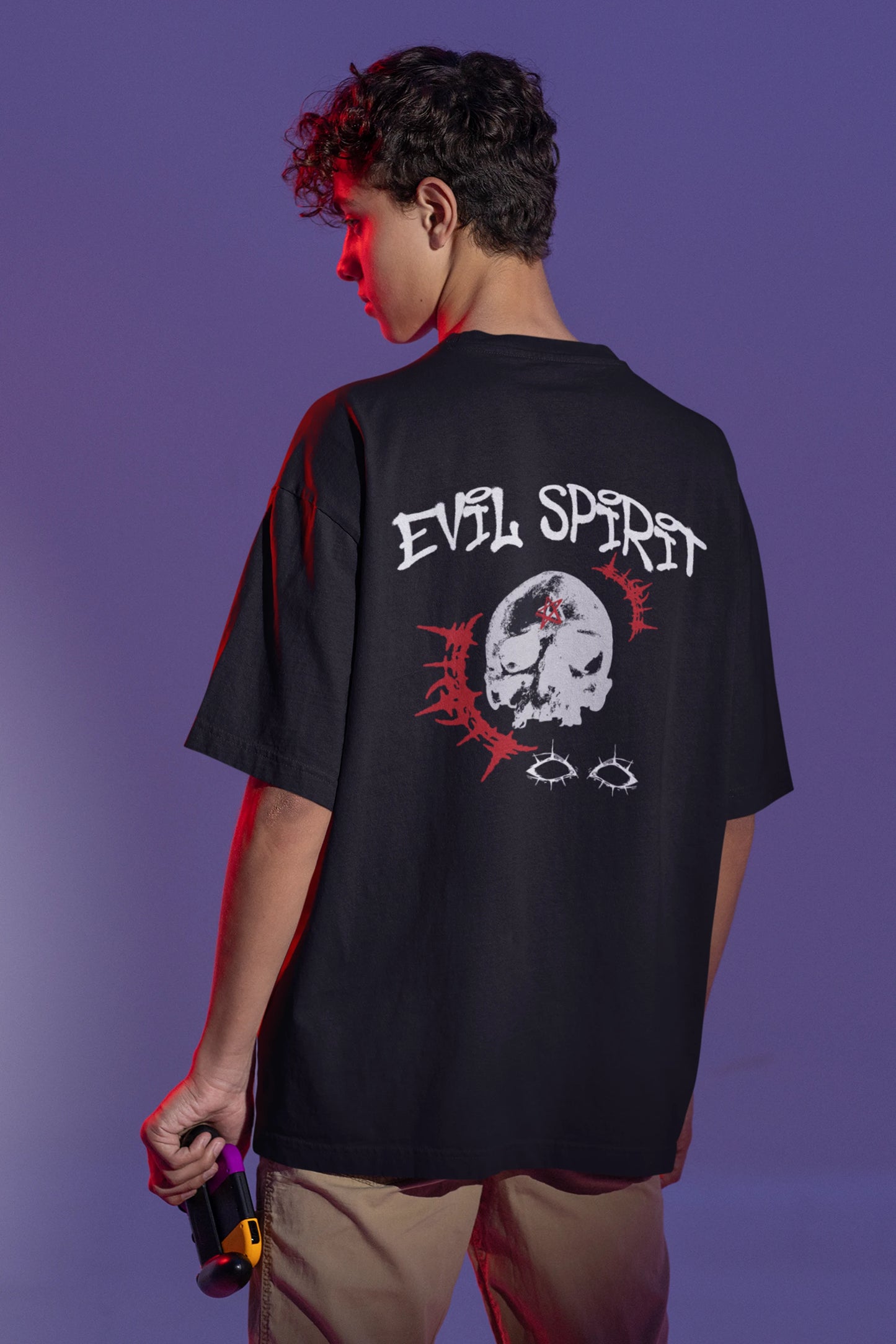 Cluvian Oversized Streetwear T-Shirt – Black (Evil Spirit)