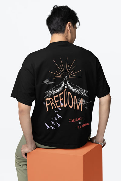 Cluvian Freedom Oversized Streetwear T-Shirt – Black