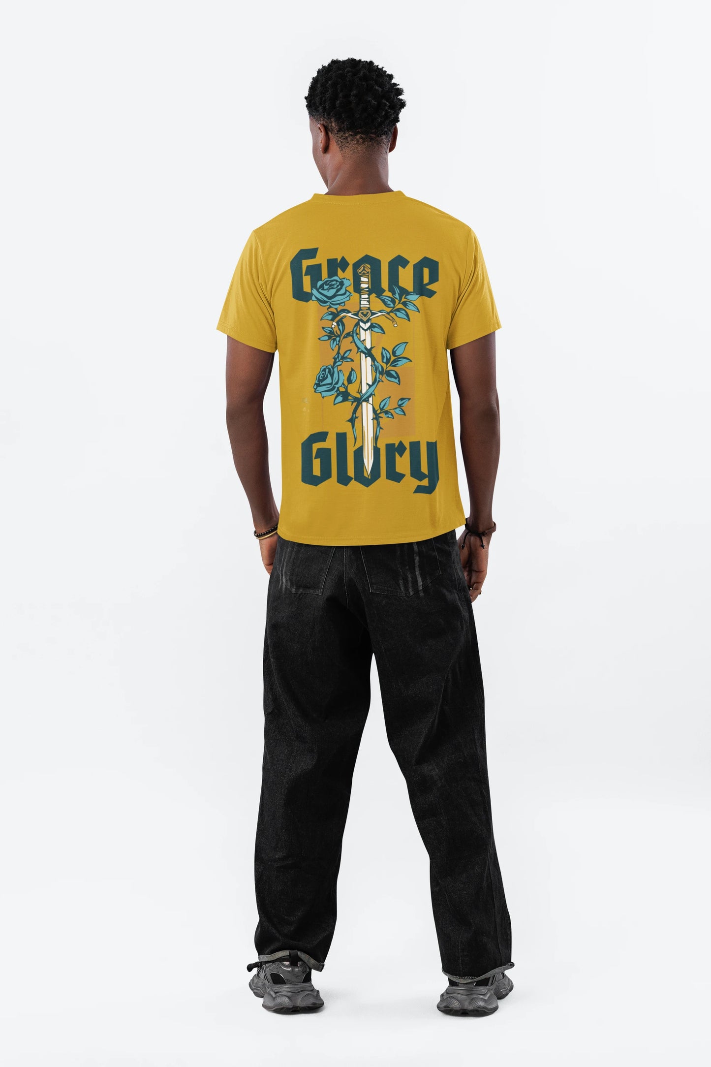 Cluvian Regular Fit Cotton Printed T-Shirt – Mustard