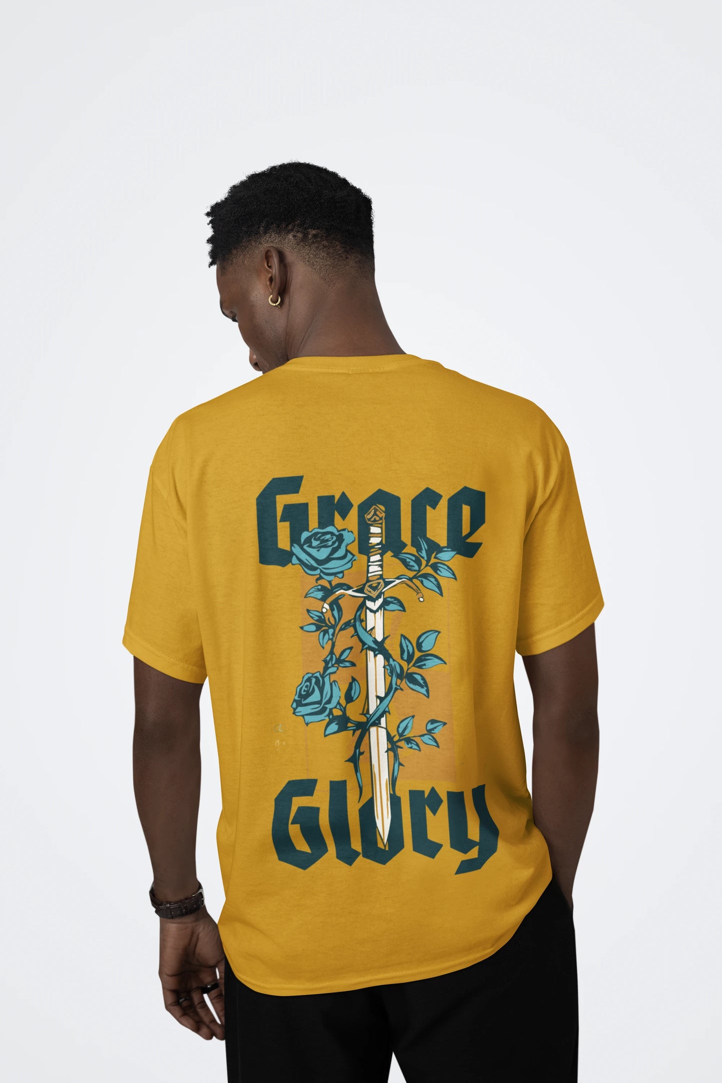 Cluvian Regular Fit Cotton Printed T-Shirt – Mustard