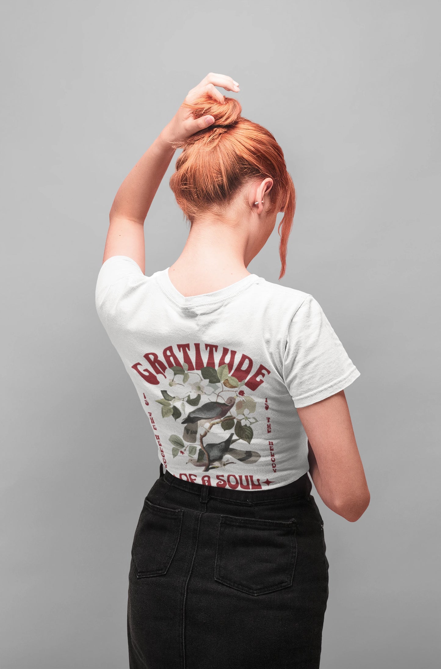 Cluvian Gratitude Back Print Regular Fit T-Shirt – Cream