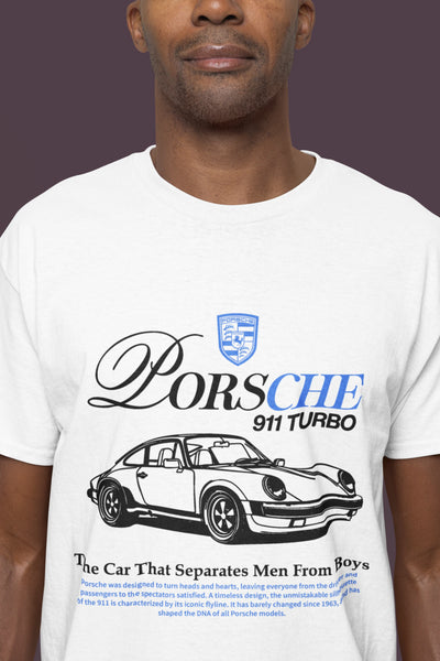 Cluvian Vintage Sports Car Graphic Cotton T-Shirt – White