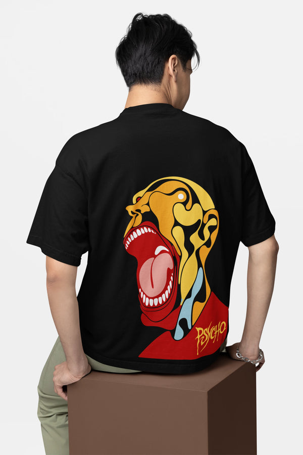 Cluvian Psycho Graphic Oversized T-Shirt – Black