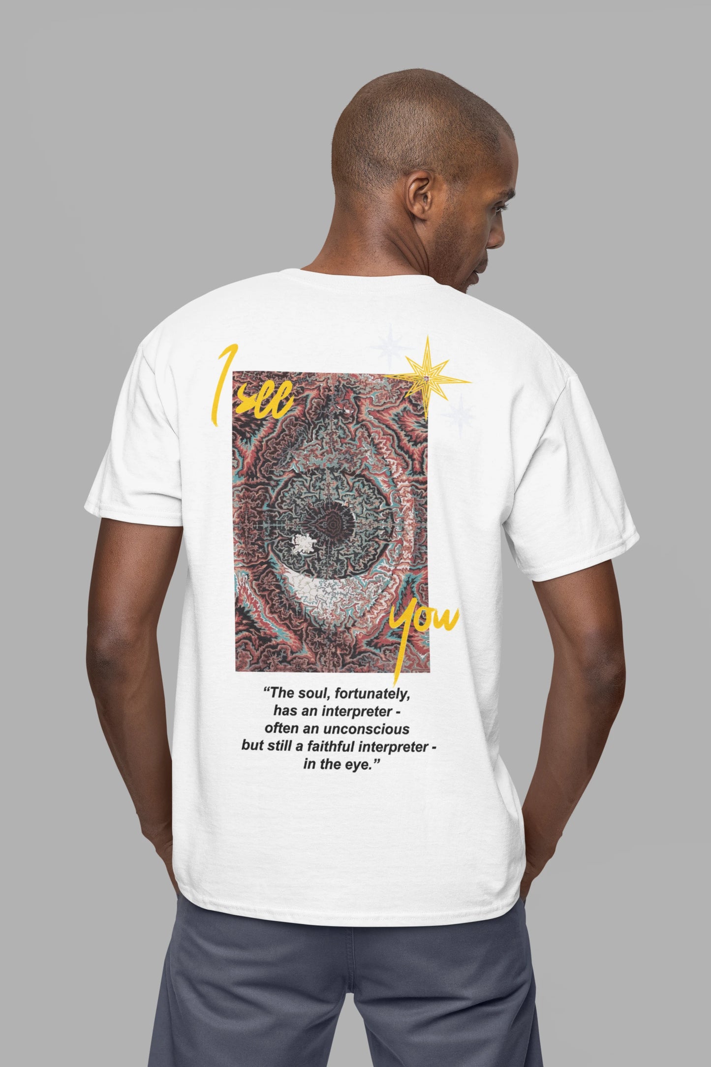Cluvian Soul Eye Cotton Back Print T-Shirt – White