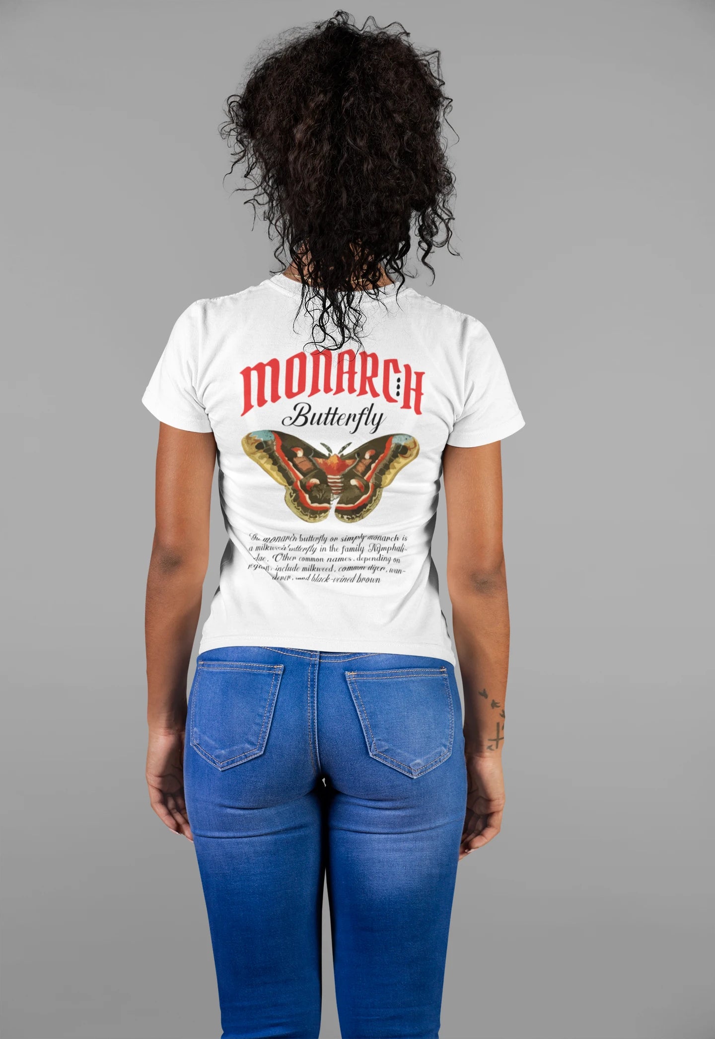 Cluvian Monarch Butterfly Graphic Cotton T-Shirt – White