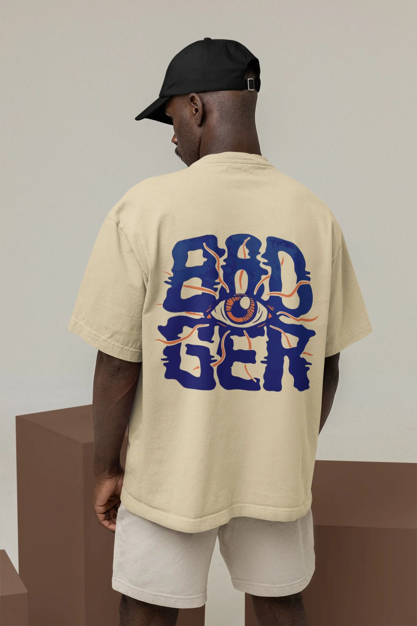 Cluvian Oversized Streetwear T-Shirt – Cream