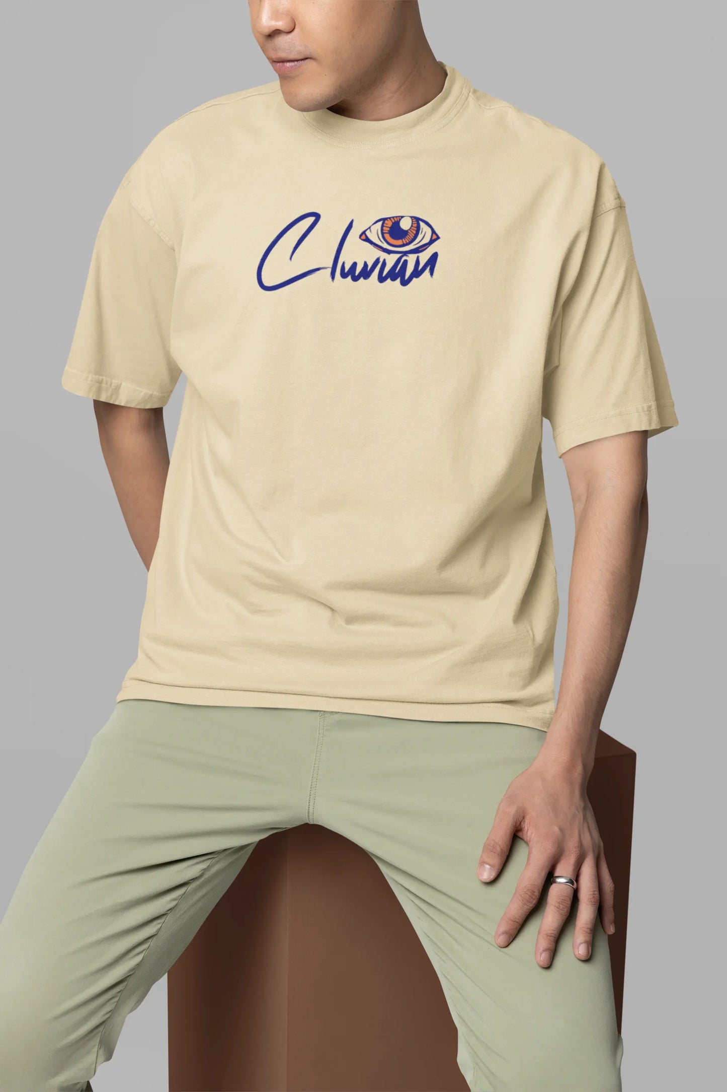 Cluvian Oversized Streetwear T-Shirt – Cream