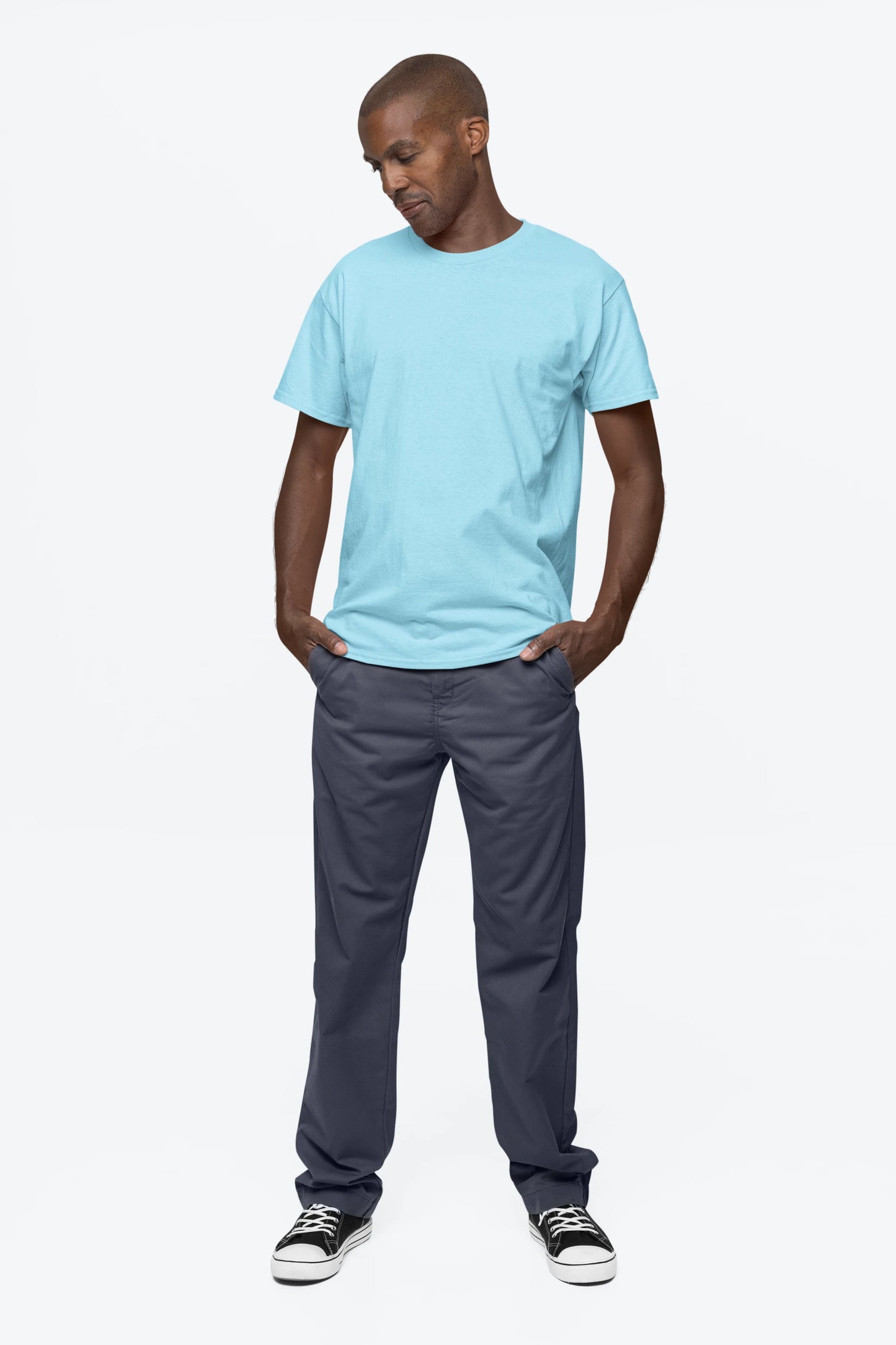 Cluvian Graphic Cotton Back Print T-Shirt – Sky Blue