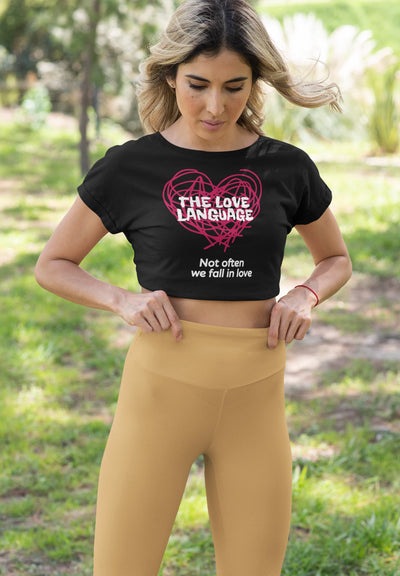 Cluvian Heartline Graphic Crop Top – Black
