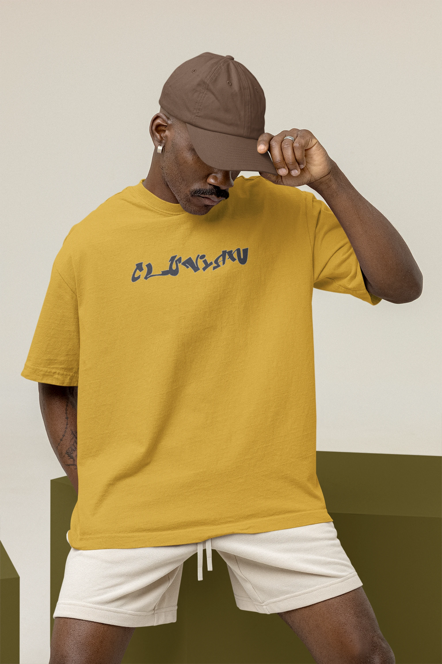 Cluvian Oversized Streetwear T-Shirt – Mustard