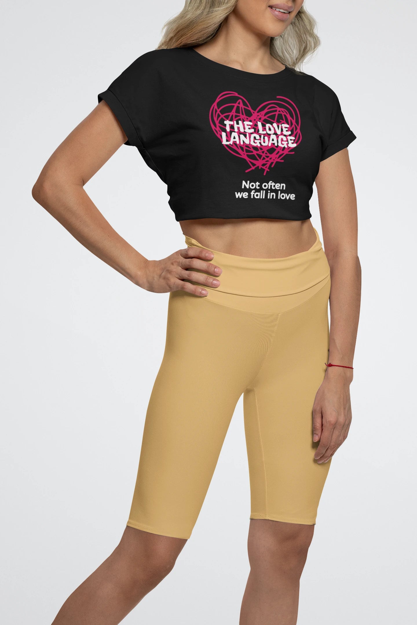 Cluvian Heartline Graphic Crop Top – Black