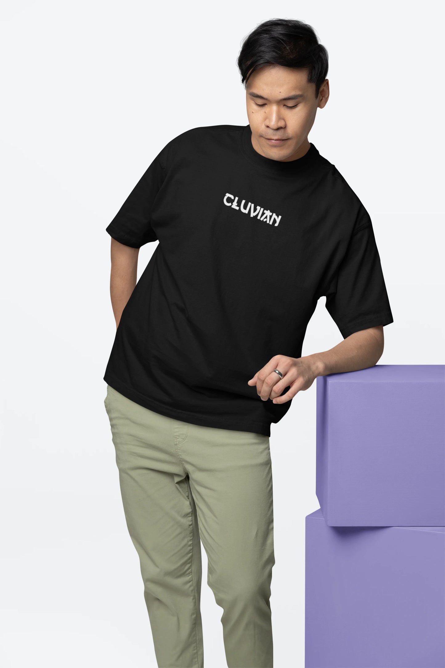 Cluvian Core Oversized Cotton T-Shirt – Black
