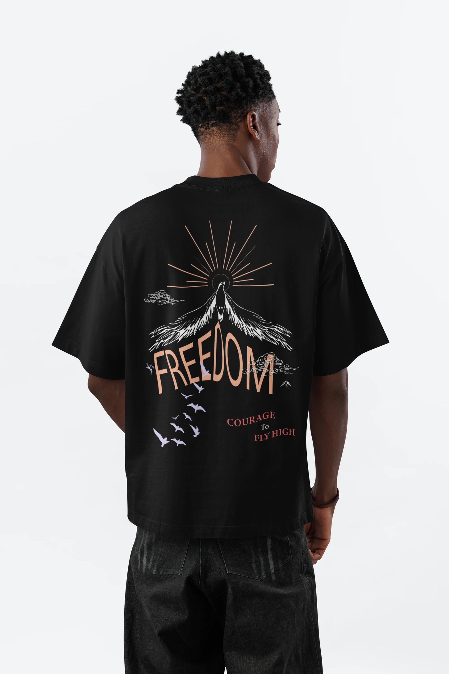 Cluvian Freedom Oversized Streetwear T-Shirt – Black