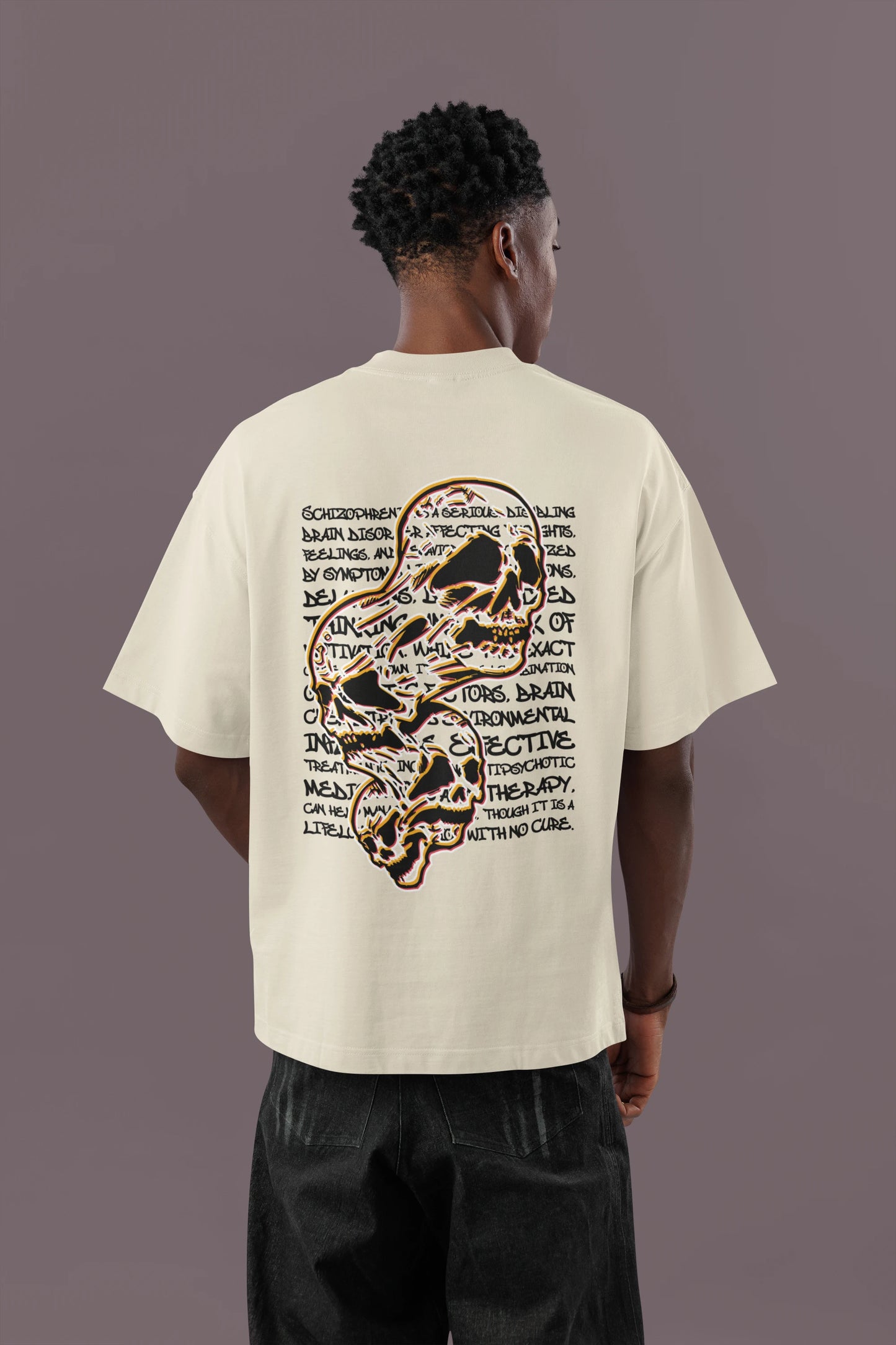 Cluvian Dark Thought Oversized Cotton T-Shirt – White