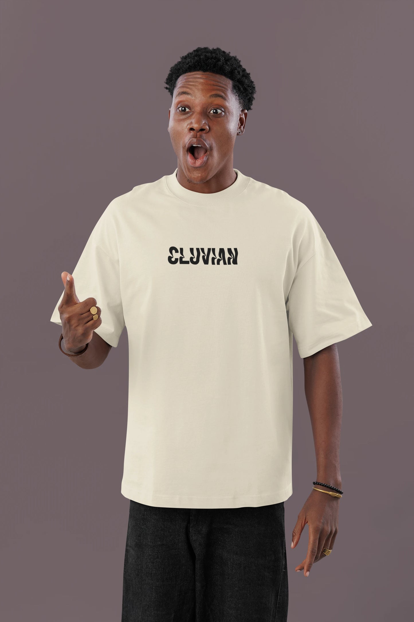 Cluvian Dark Thought Oversized Cotton T-Shirt – White
