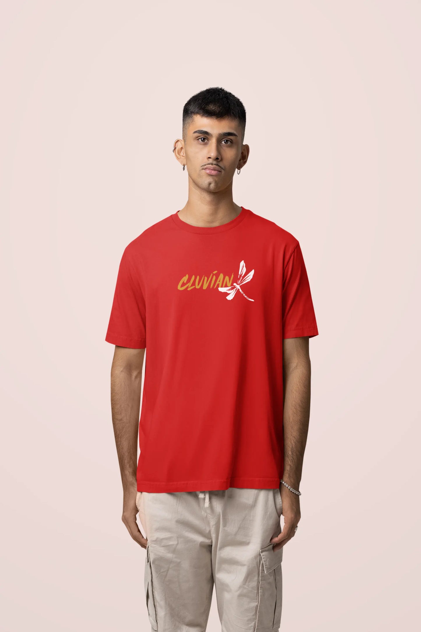 Cluvian Oversized Casual Streetwear T-Shirt – Red