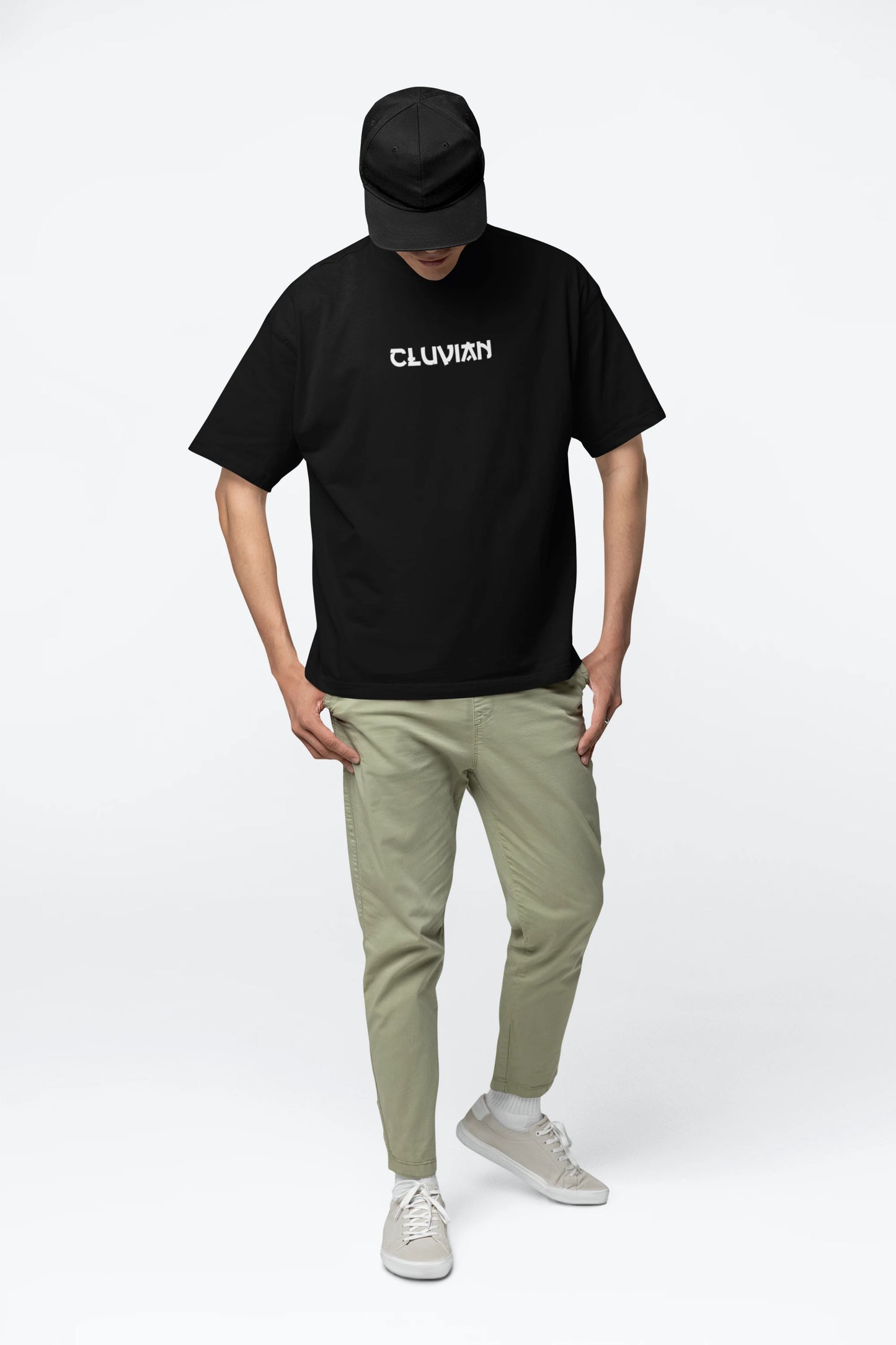 Cluvian Core Oversized Cotton T-Shirt – Black