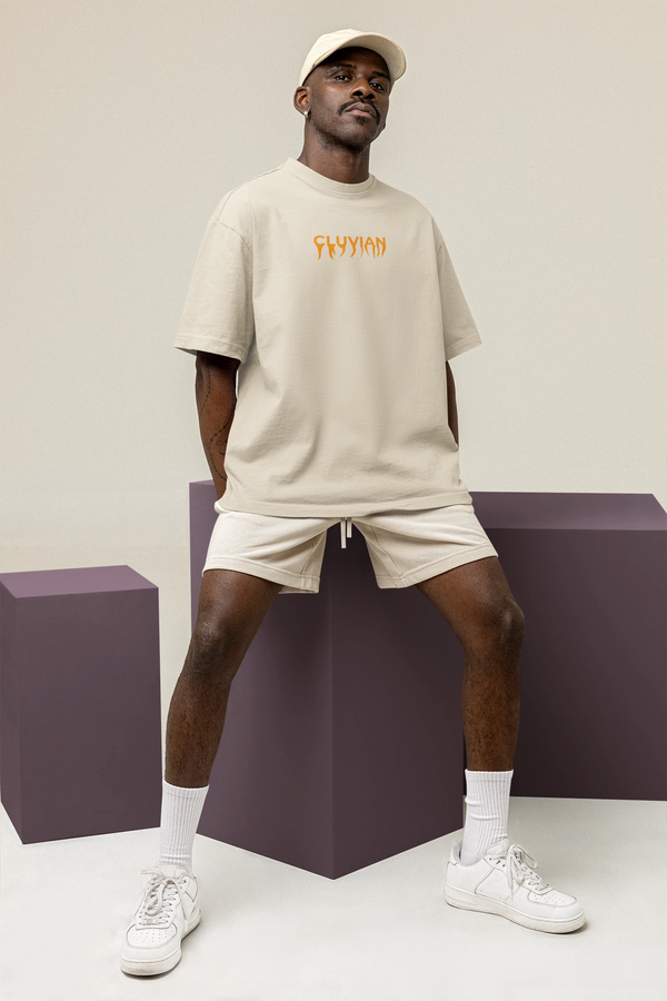Cluvian HOOD Graphic Oversized T-Shirt – Cream