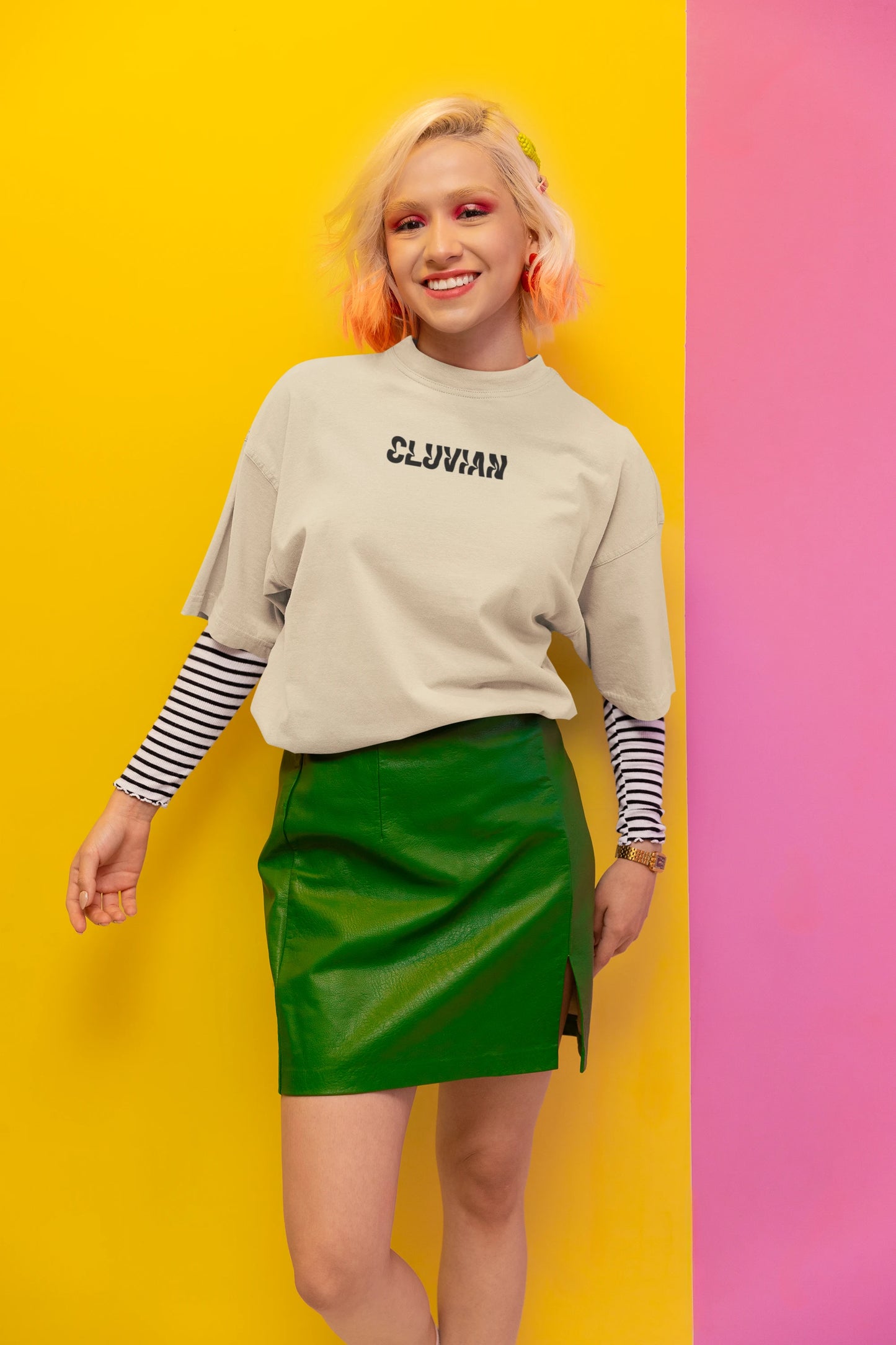 Cluvian Dark Thought Oversized Cotton T-Shirt – White