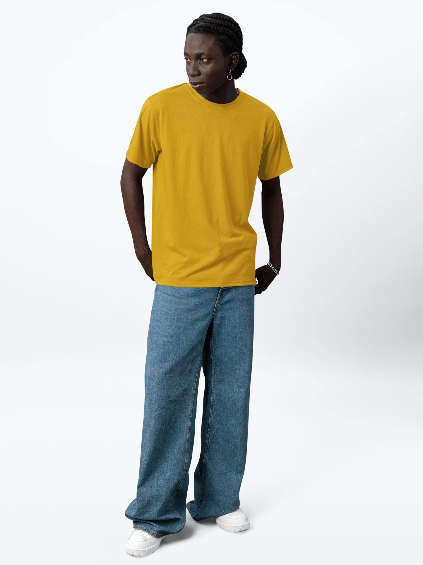 Cluvian Regular Fit Cotton Printed T-Shirt – Mustard