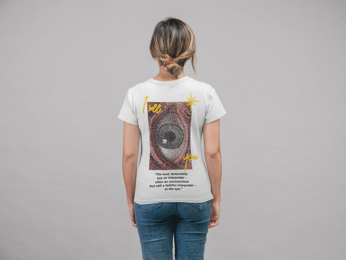 Cluvian Soul Eye Cotton Back Print T-Shirt – White