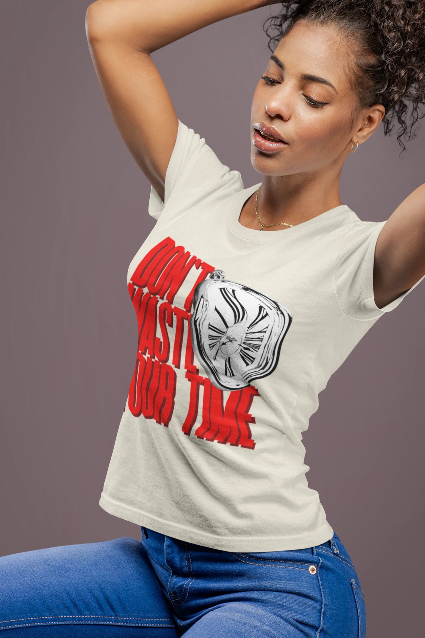 Cluvian Time Statement Cotton T-Shirt – White